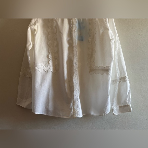 NWT m.i.h White Scalloped Button Dow Blouse, Delicate, Feminine, Size Medium - Picture 5 of 16
